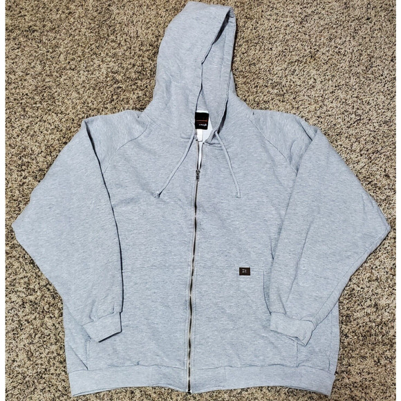 Riggs by Wrangler WorkWear Gray Thermal Full Zip Hoodie XL Distressed - Picture 2 of 7
